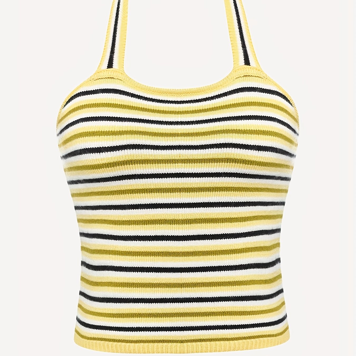 Y2K Striped Backless Halter Top