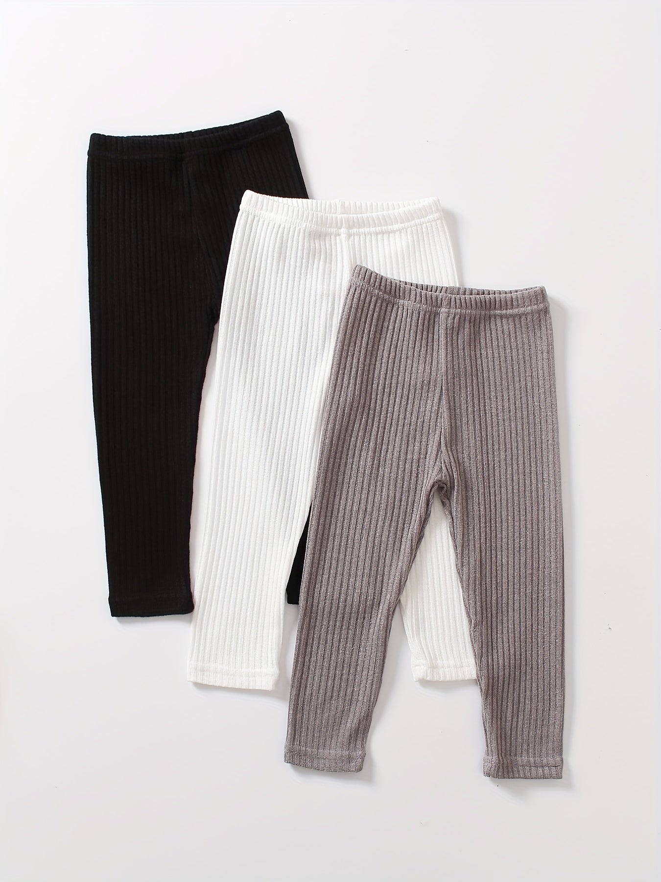 3pcs Girls Ribbed Legging Pants Set for 2-6 Years Old