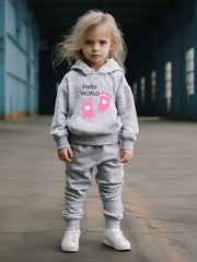 OERYUI Girls boys HELLO WORLD Print Hoodies Pants Set For Spring Fall