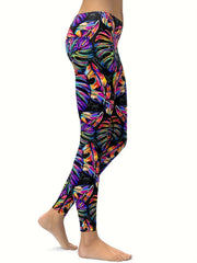 Women's Leaf Print Leggings for Yoga Running Fitness