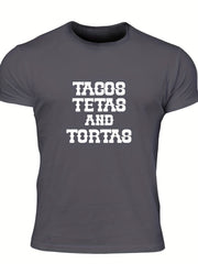 Men's Tacos Print T shirt Casual Tee for Summer Outdoor
