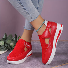 Women's Hook & Loop Sports Shoes Breathable Cut out Chunky Shoes