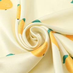 Lemon Print Bandana Square Scarf Silk Head Wrap Hair Accessories
