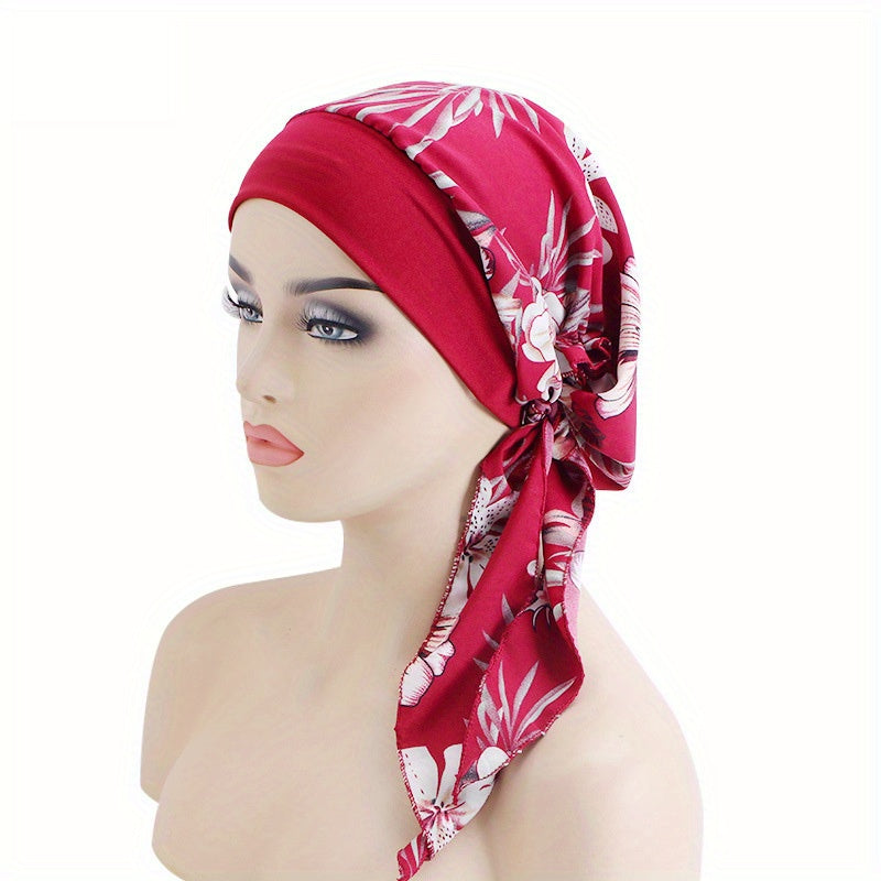 Paisley Print Elastic Bonnet Turban Cap Headscarf