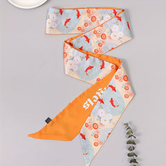 Animal & Flower Printed Neckerchief Long Skinny Scarf Headband Gift