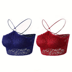 2pcs Girls Lace Halter Camisole Bras Soft Bralette