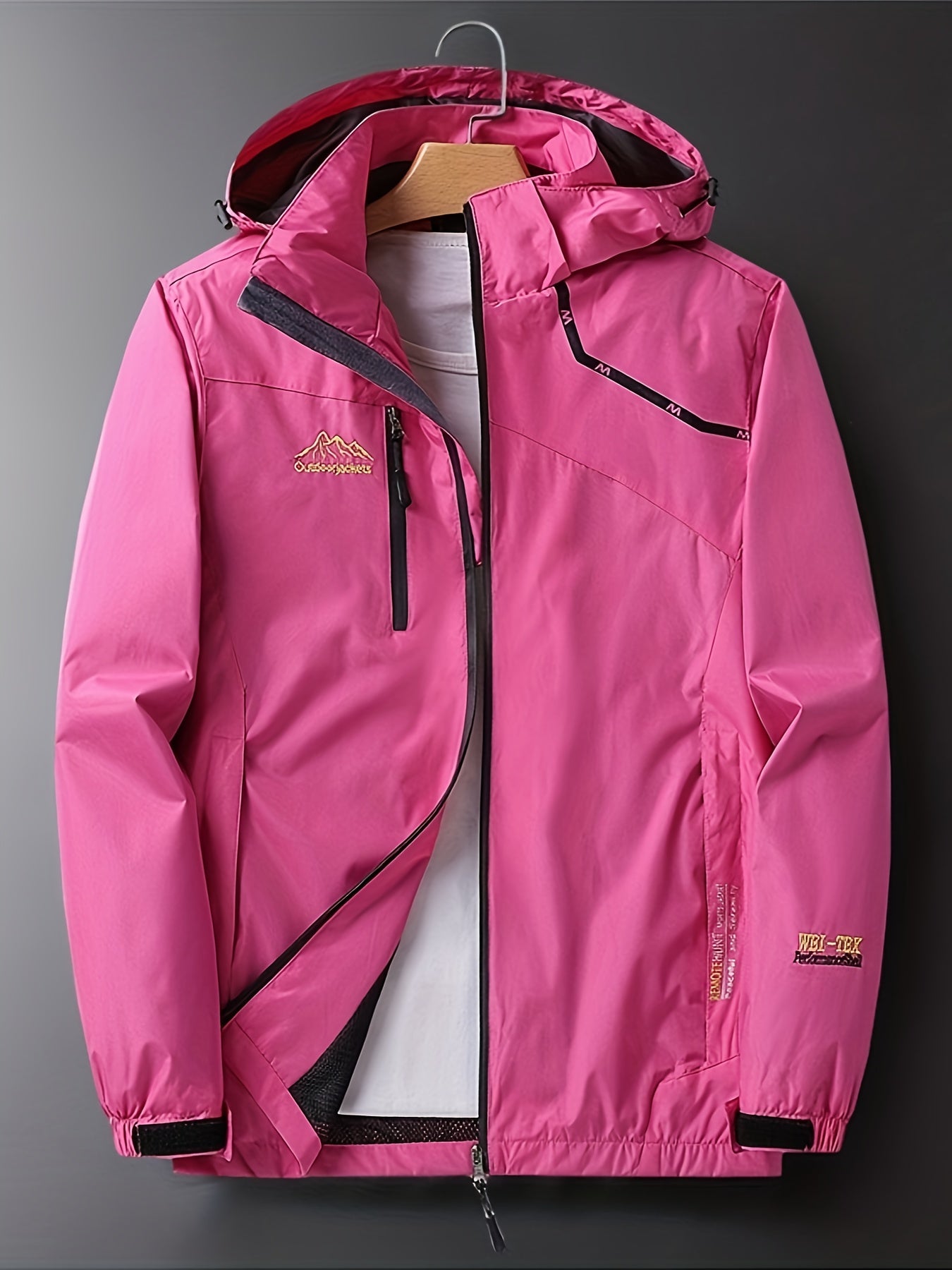 Waterproof Hooded Jacket Full Zipper Climbing Coat
