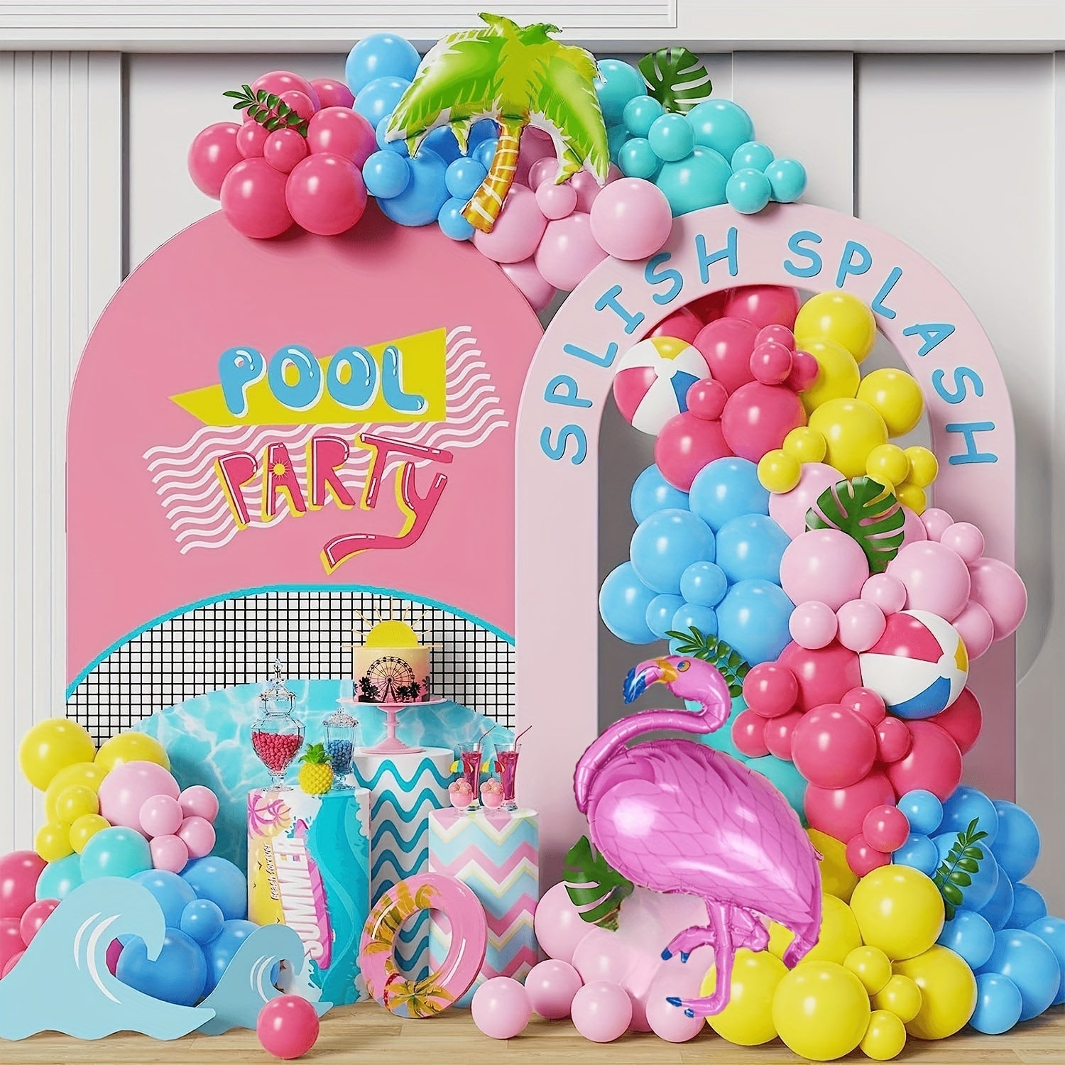 Flamingo Balloon Wreath Arch Set for Pool Party