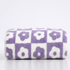 Flower Pattern Bath Towel Coral Fleece Soft Absorbent Towel