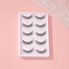 5 Pairs False Eyelashes Criss Cross Curly Makeup Extension Natural Look Lashes