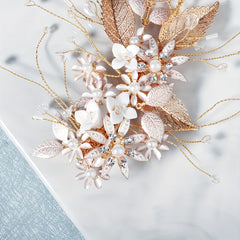 Flower & Faux Pearl Hair Clip Bridal Wedding Headwear Accessory