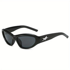 Cat Eye Sunglasses Y2K Wrap Around Star Decor UV Blocking
