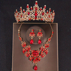 Baroque Vintage Crystal Bridal Jewelry Sets Tiara Crown Earrings Necklace