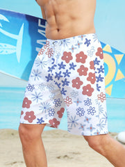 Floral Pattern Quick Drying Mesh Lining Swim Trunk Men's Swimwear
