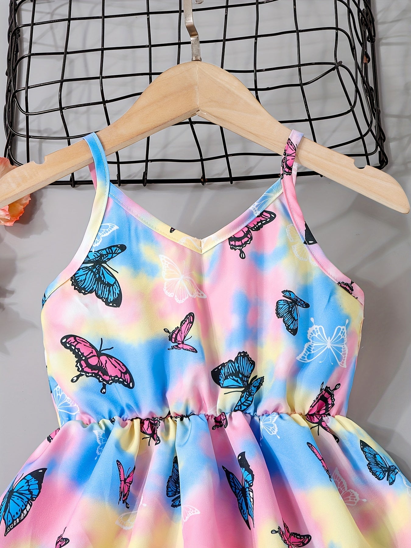Toddler Girls Tie Dye Butterfly Graphic Cami Dress