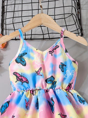 Toddler Girls Tie Dye Butterfly Graphic Cami Dress
