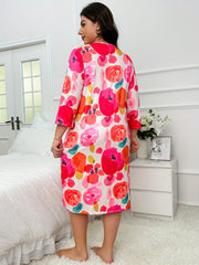 Floral Print Nightdress Three Quarter Sleeve