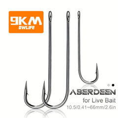 DWLIFE Stainless Steel Aberdeen Hooks Long Shank Light Wire 50 100pcs 10 66mm