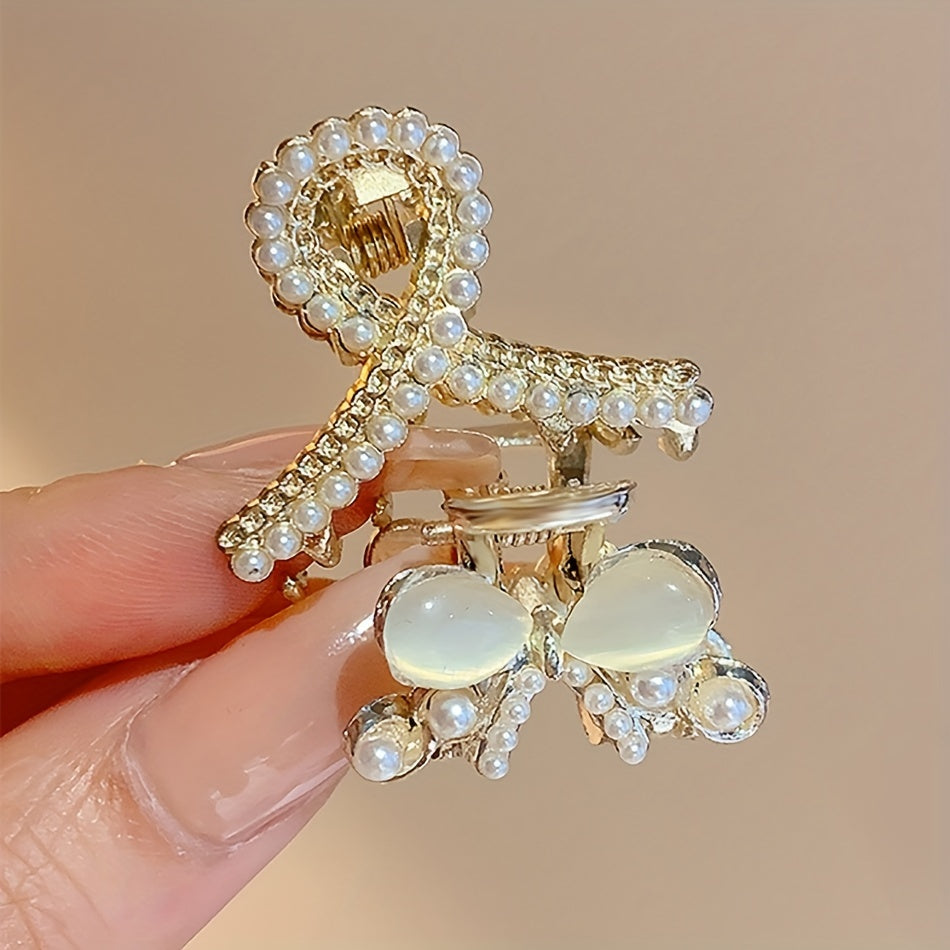 Mini Faux Pearl Metal Hair Clips for Girls