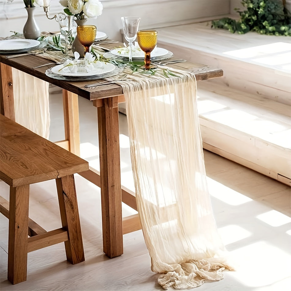 Boho Cheesecloth Table Runner for Wedding Reception Bridal Shower