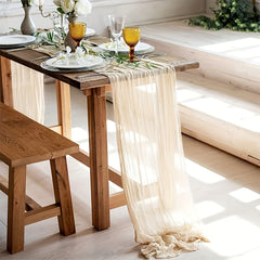Boho Cheesecloth Table Runner for Wedding Reception Bridal Shower