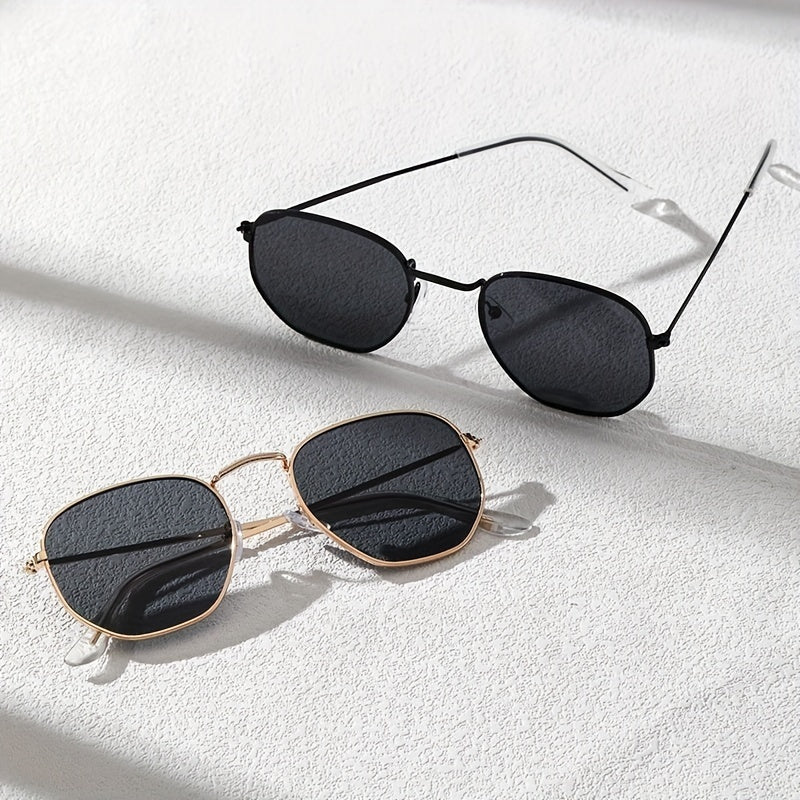 2 Pairs Men's Oval Frame Sunglasses Mixed Metal PC Eyewear