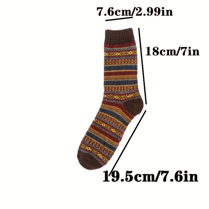 5 Pairs Geometric Print Socks Christmas Mid Tube Socks Women's Stockings