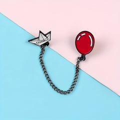 Girl's Christmas Night Horror Chain Badge Red Balloon Brooch