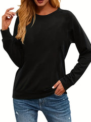 Solid Crew Neck Sweatshirt Casual Long Sleeve Sweatshirt