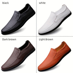Men's Embossed Letter Loafer Shoes Non-slip Slip On Dress Shoes