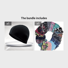 Ultra Thin Cloth Swim Cap with Ear Protection - Unisex Elastic Headband