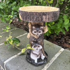 Raccoon Resin Bird Feeder Garden Ornament Decoration