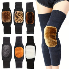 2pcs Warm Knee & Leg Guards Fleece for Men & Women Cold Leg Protection