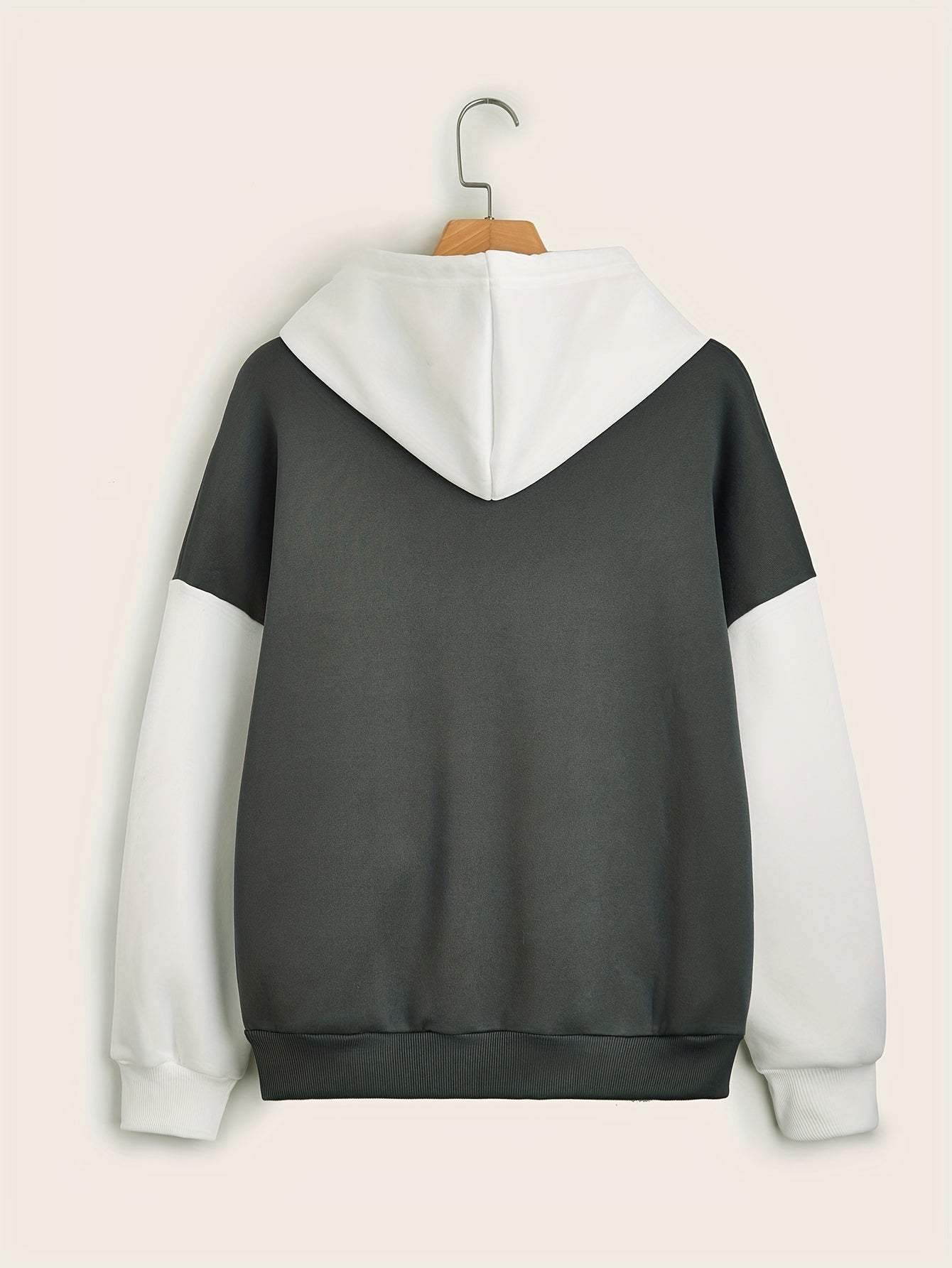 Print Block Drawstring Hoodie Women's Clothing