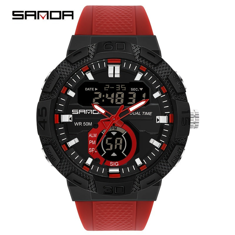 SANDA Boy's Dual Display LED Digital Watch Waterproof