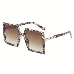 Oversized Square Sunglasses Gradient Chain Charm UV400