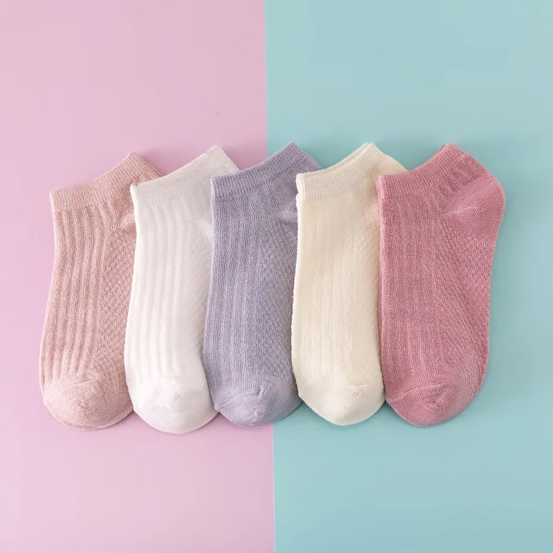 5 Pairs Women's No Show Socks Breathable Low Cut Ankle Stockings