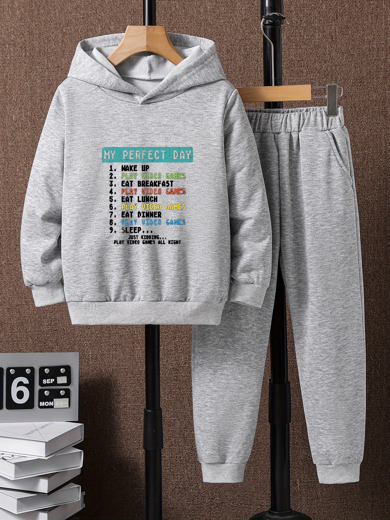 Boys Kids Casual Hoodie & Sweatpants Set Outdoor Clothes