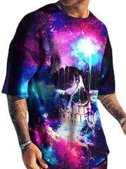 Men's Splatter & Skull Graphic T-shirt & Shorts Set