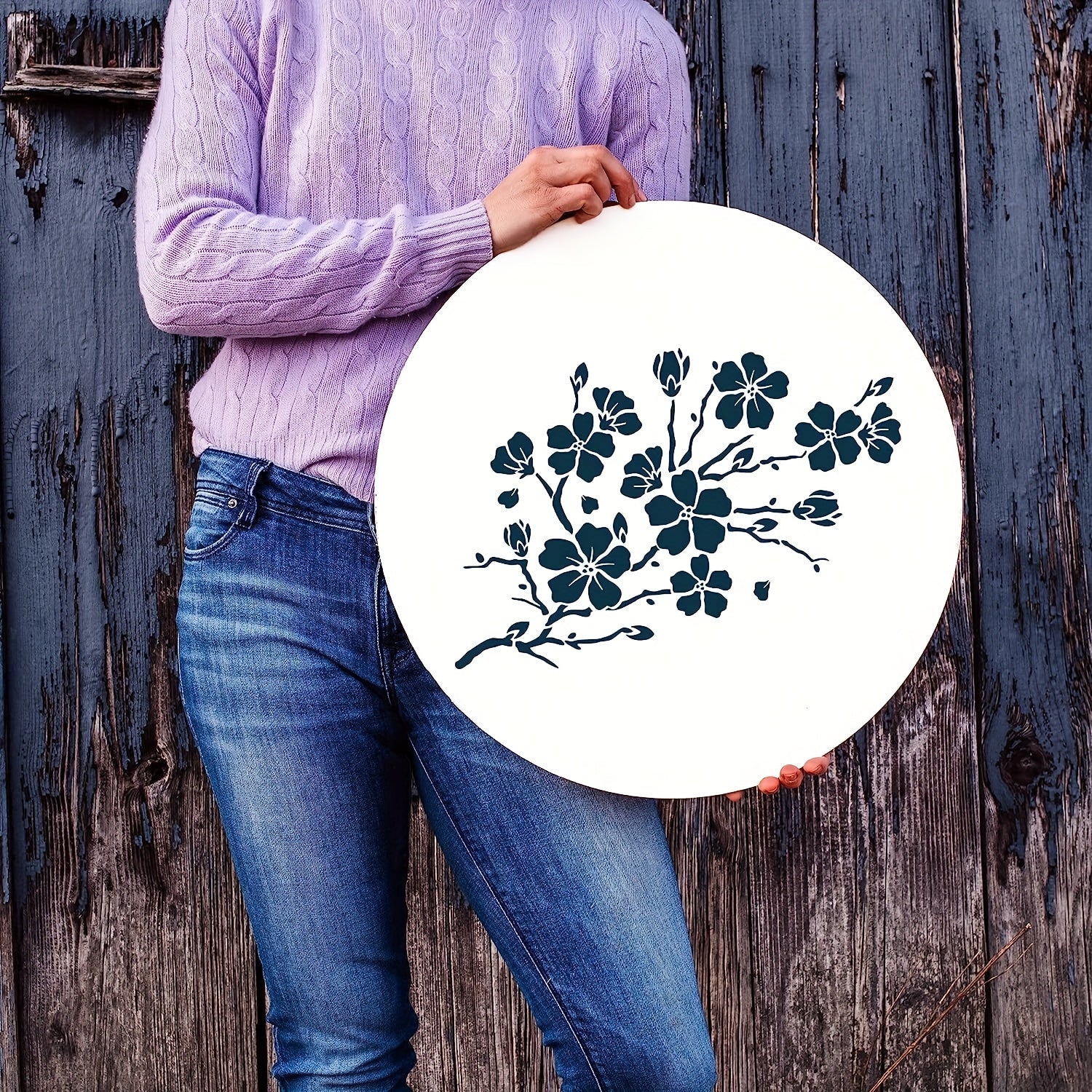 Cherry Flowers Stencil For Painting On Wood Canvas Reusable Drawing Stencils