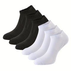 6 Pairs Men's Moisture Wicking Short Socks, Thick Padding, Deodorant Tech