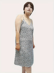Floral Print Short Sleeve Round Neck Sleep Dress