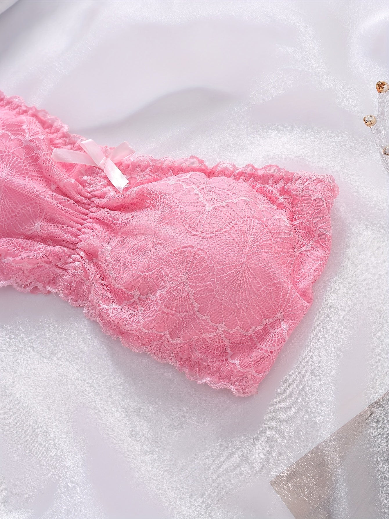 Lace Stitching Bandeau Bra Soft Stretch Strapless Bra Women's Lingerie