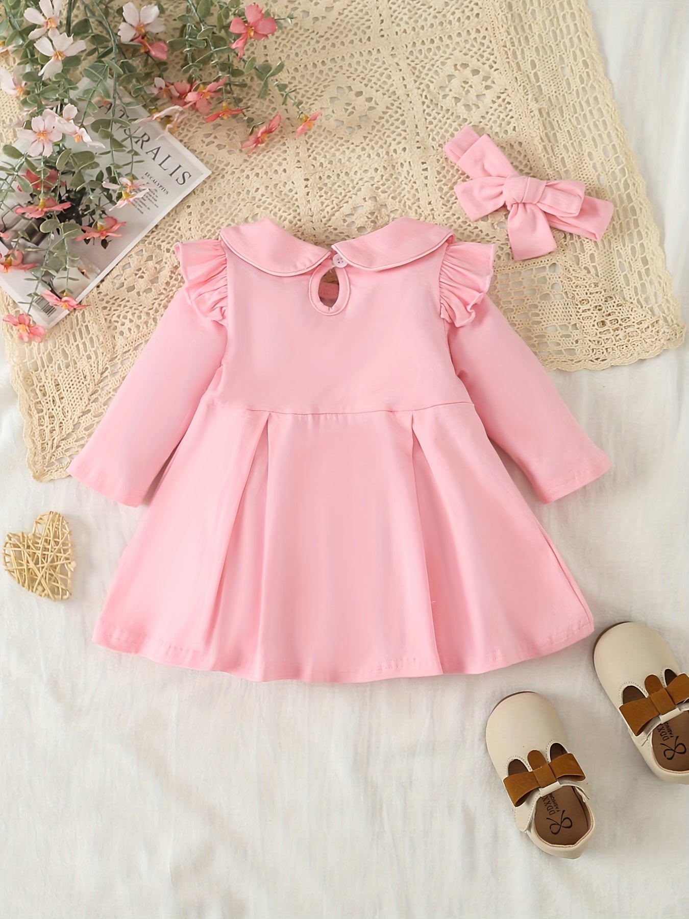 Baby Girls Bows Long Sleeve Cotton Dress