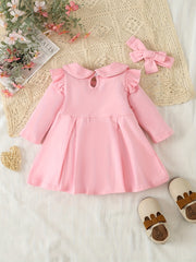 Baby Girls Bows Long Sleeve Cotton Dress