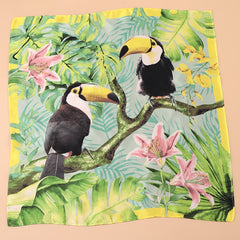 Ladies Parrot Print Bandana Silk Square Scarf Neckerchief Accessory