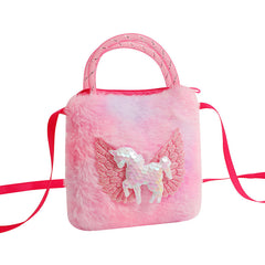 Cartoon Unicorn Plush Shoulder Bag Handbag Girls Coin Purse Small Messenger Bag