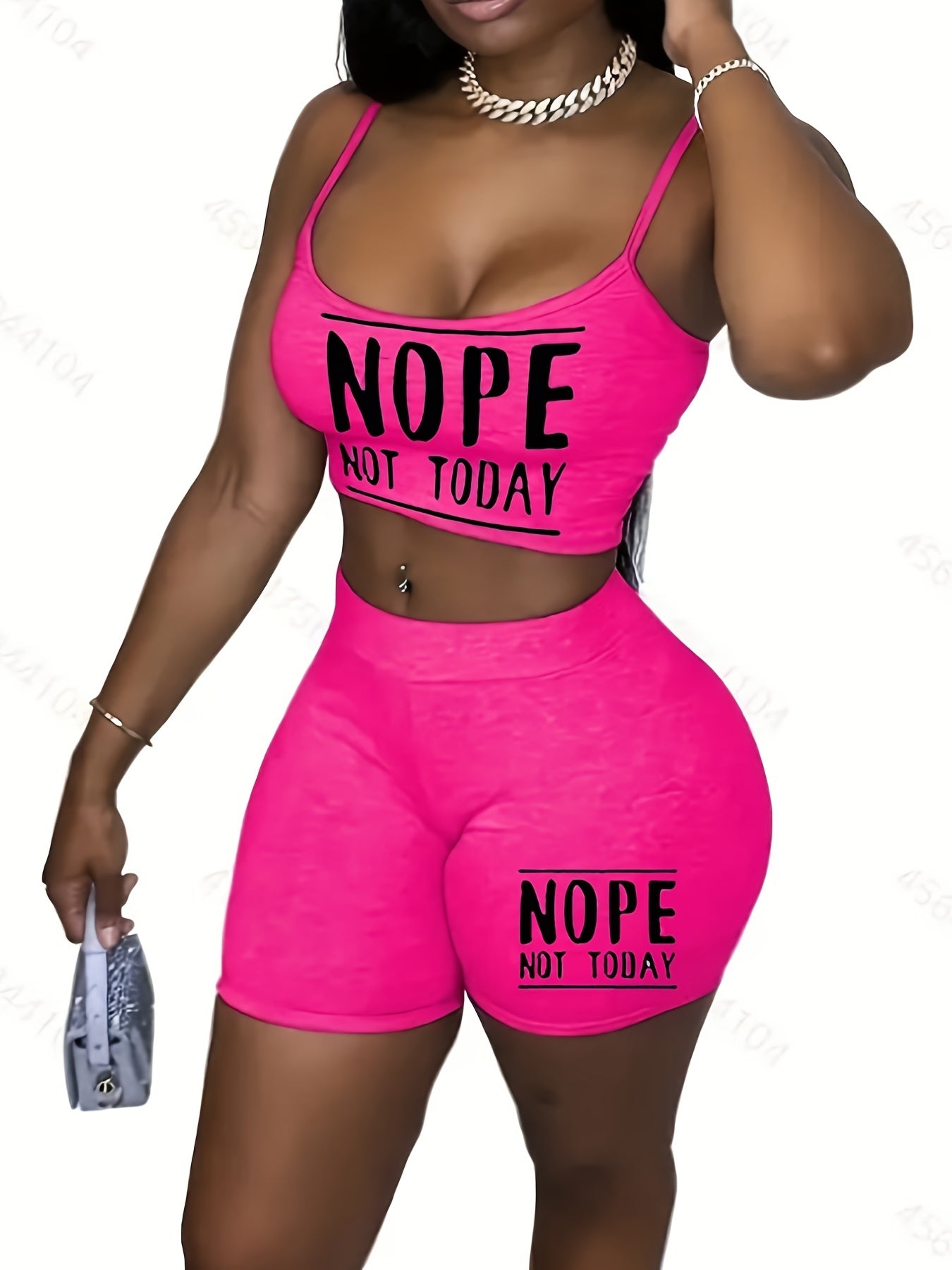 Sexy Sleeveless Cami Crop Top & Biker Shorts 2 Piece Outfits