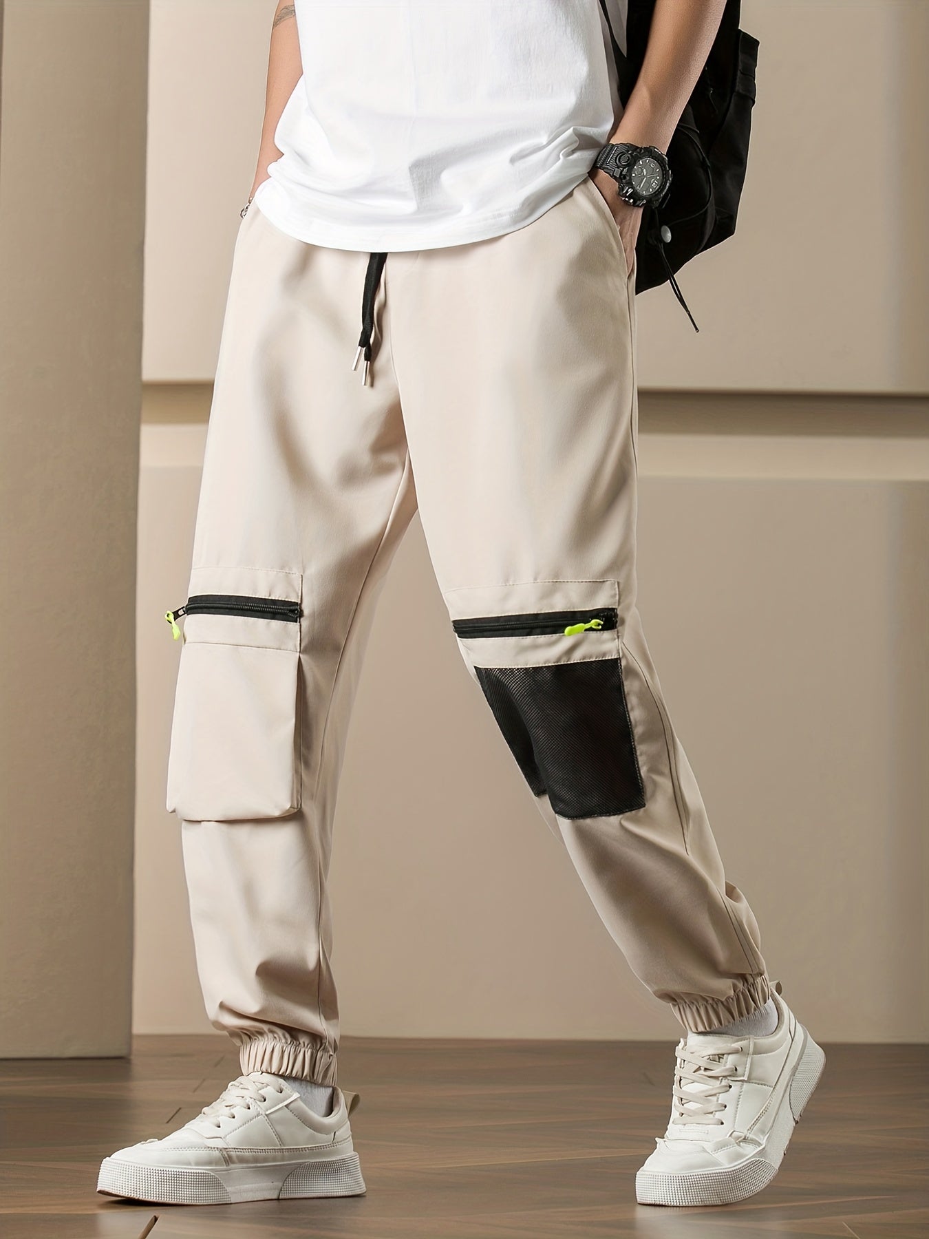 Men's Drawstring Cargo Pants Loose Casual Outdoor Hip Hop Pants