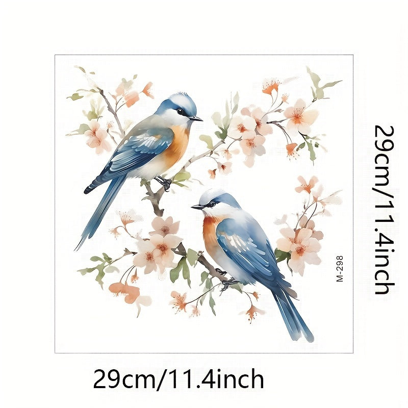 Romantic Flower And Bird Toilet Sticker Self-adhesive Waterproof PVC Sticker
